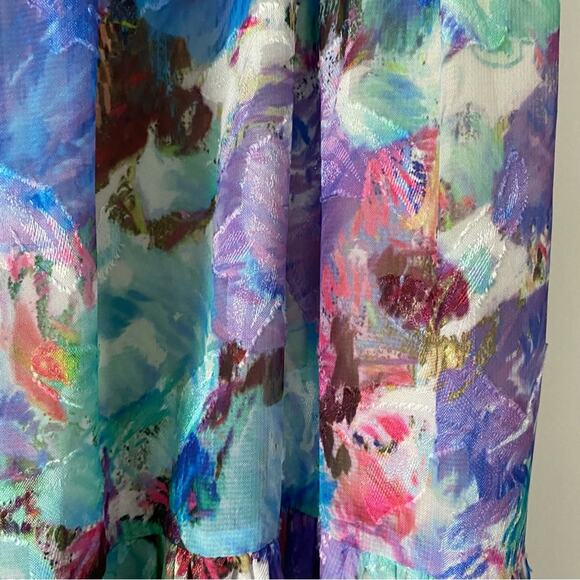 Patbo Blossum Tiered Blue Purple Print Maxi Skirt size 4 - Picture 7 of 8
